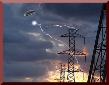 UFOs Above Electric Wires